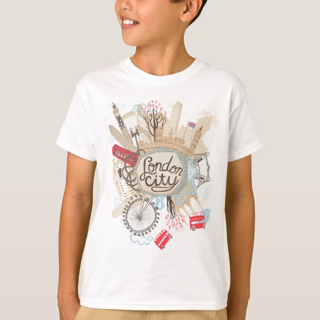 Camiseta Arte del Doodle de la ciudad de Londres (Anverso)