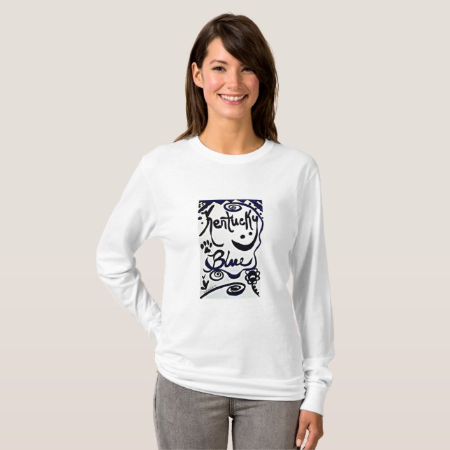 Camiseta Arte del Doodle de Raquel - azul de Kentucky (Anverso completo)