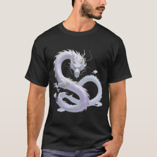 Camiseta Arte del Dragón Blanco   Estética de Fantasía Míti