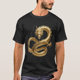 Camiseta Arte del Dragón Chino Dorado   Fantasía de Criatur