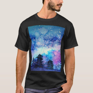 Camiseta Arte del espacio acuático: Árboles de cielo noctur
