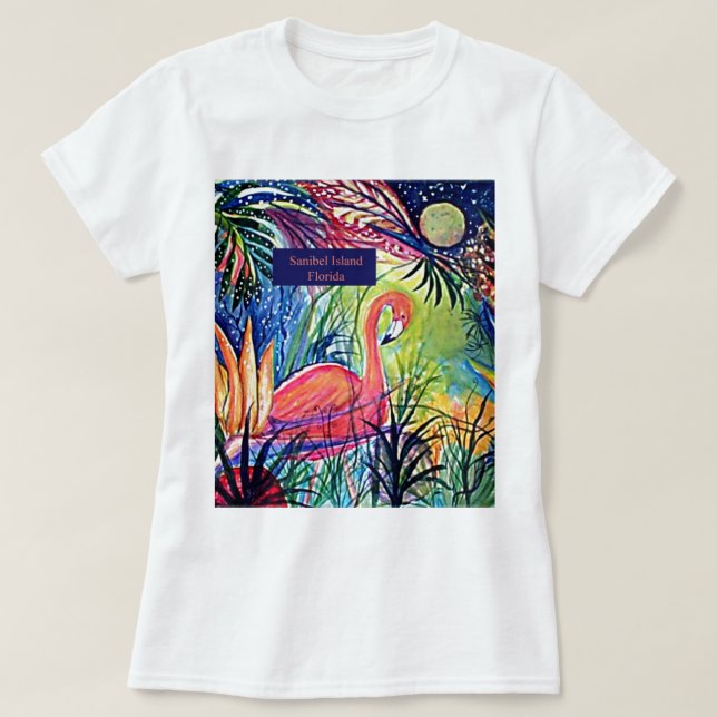 Camiseta Arte del flamenco de la isla de Sanibel (Diseño del anverso)
