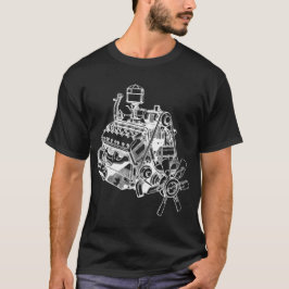 Camiseta arte del ilustracion de motor de automoción v 12