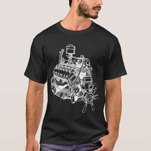 Camiseta arte del ilustracion de motor de automoción v 12