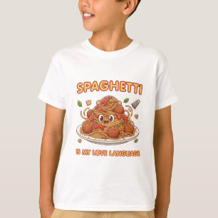 Camiseta Arte del lenguaje del amor de espaguetis kawaii 