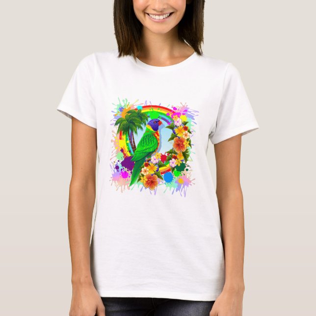 Camiseta Arte del loro de Lorikeet del arco iris (Anverso)