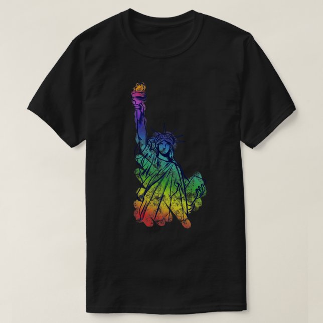 Camiseta Arte del Orgullo Iris Lady Liberty (Diseño del anverso)