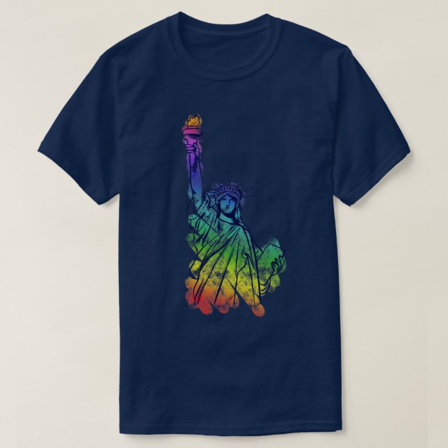 Camiseta Arte del Orgullo Iris Lady Liberty (Diseño del anverso)