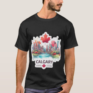 Camiseta Arte del paisaje urbano de Calgary Canadá