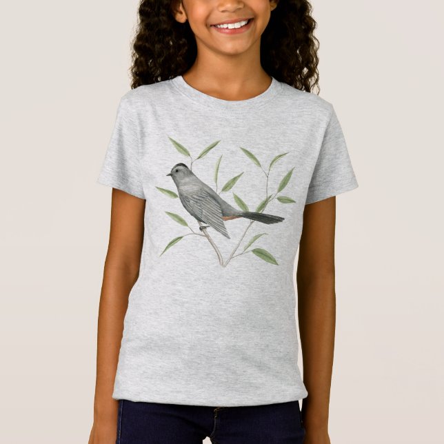 Camiseta Arte del pájaro del Catbird gris (Anverso)