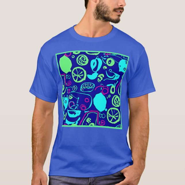 Camiseta Arte del patrón de frutas de neón (Anverso)