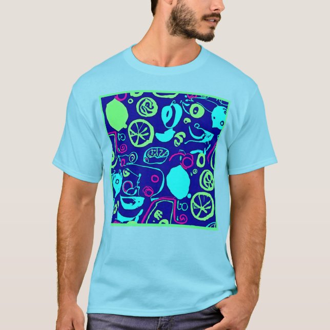 Camiseta Arte del patrón de frutas de neón (Anverso)