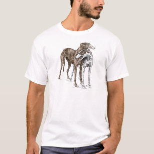Camiseta Arte del perro de dos amigos del galgo