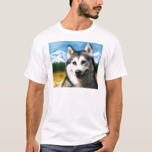 Camiseta Arte del perro del husky siberiano - solar