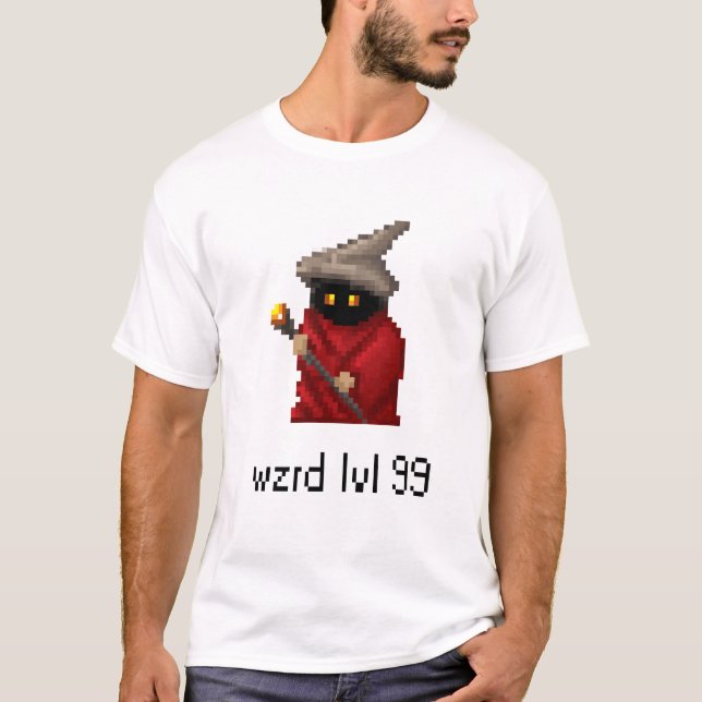Camiseta Arte del pixel del mago del nivel 99 (Anverso)