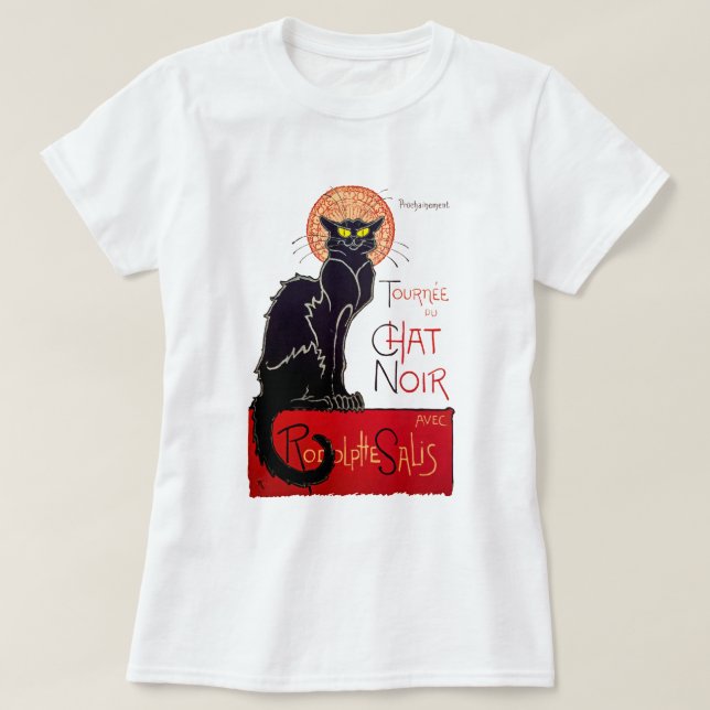 Camiseta Arte del poster de Tournee Du Chat Noir del gato (Diseño del anverso)