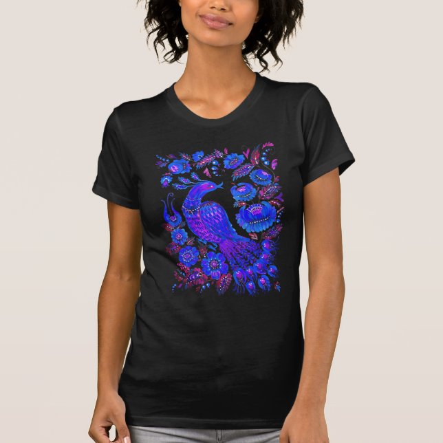 Camiseta Arte del ucraniano del petrykivka del pájaro del (Anverso)
