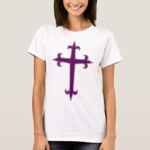 Camiseta Arte Devocional de Cuaresma y Adviento Cruz Púrpur