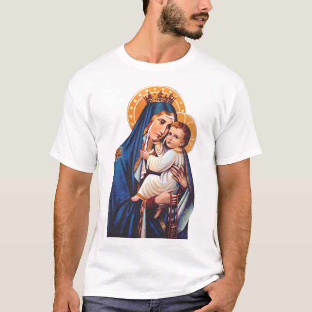 Camiseta Arte Devocional de Nuestra Señora del Monte Carmel (Anverso)