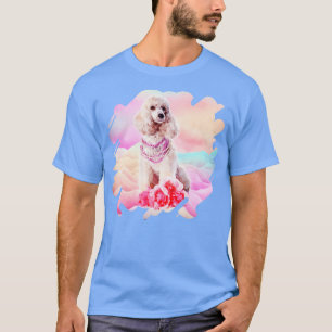 Camiseta Arte digital acuarela Poodle con flores