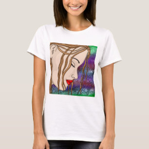 Camiseta Arte digital   Dama triste profunda en el pensamie