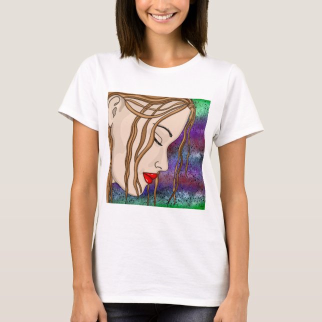 Camiseta Arte digital | Dama triste profunda en el pensamie (Anverso)