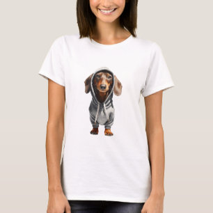 Camiseta Arte digital de adorable Dachshund con sudadera gr