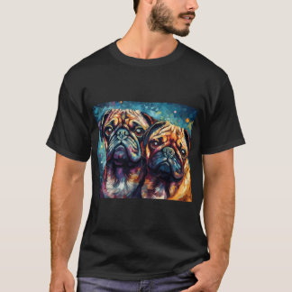 Camiseta Arte digital de amigos pug psicodélicos - Co Fauvi