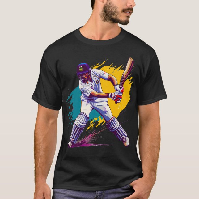 Camiseta Arte digital de cricket de un día (Anverso)