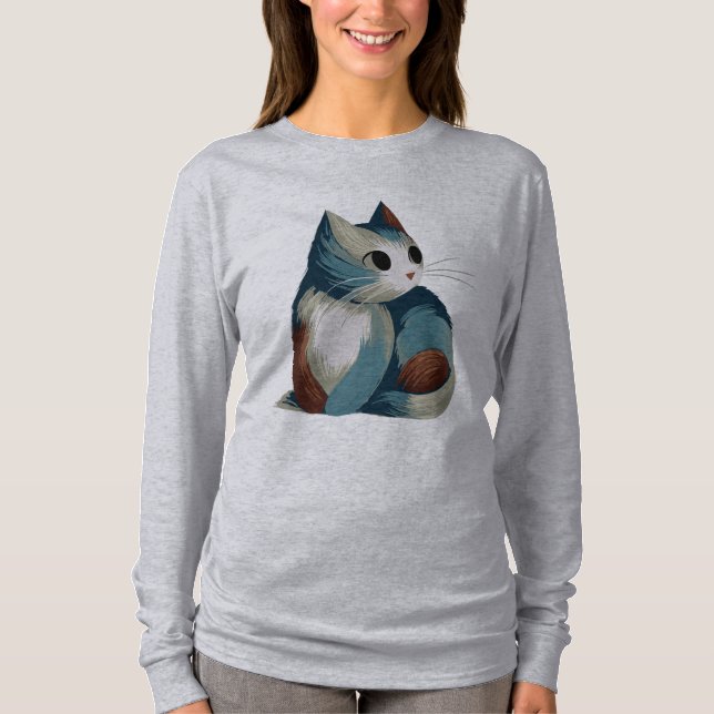 Camiseta Arte Digital de Gato Colorido (Anverso)