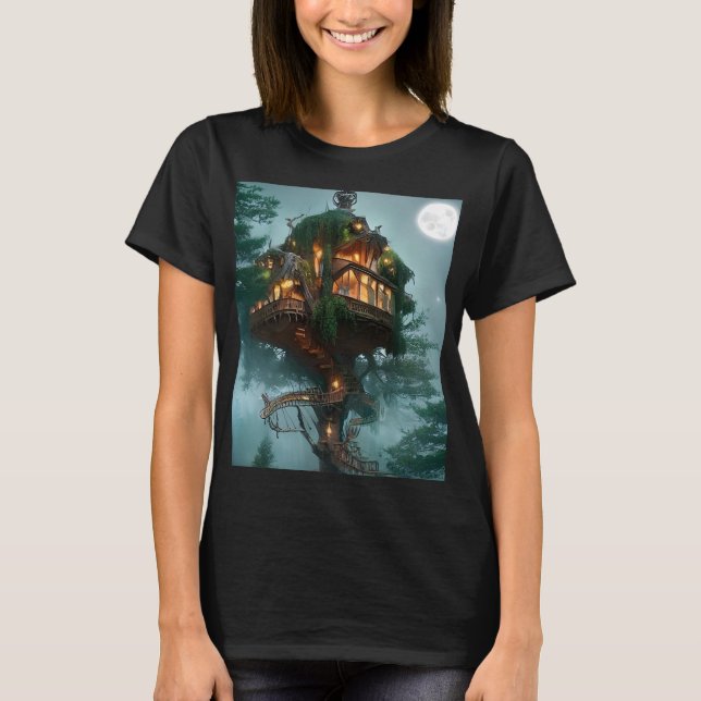 Camiseta Arte digital de la casa de árboles fantasmas (Anverso)