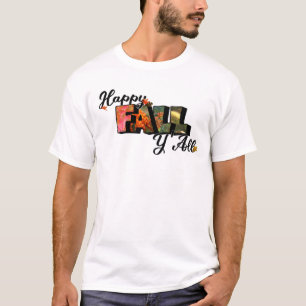 Camiseta Arte digital de letra grande de feliz otoño