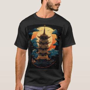 Camiseta Arte digital del símbolo del logotipo de la pagoda