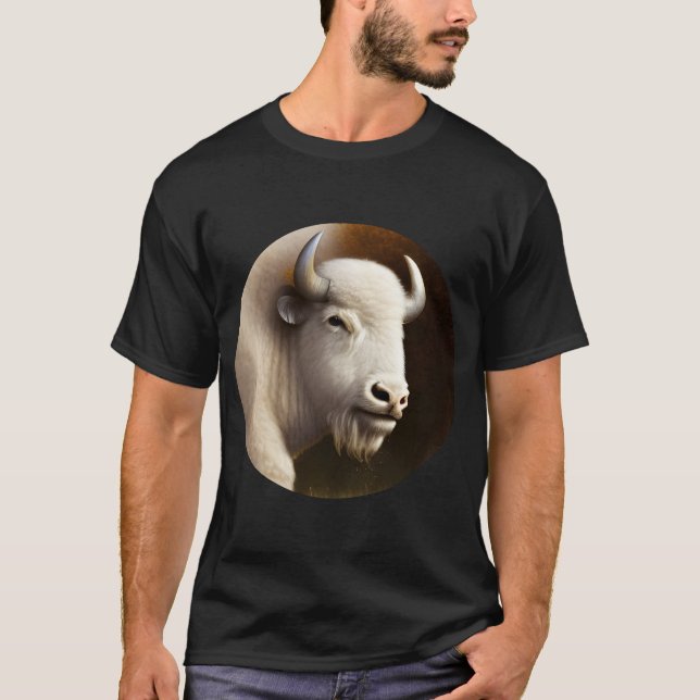 Camiseta Arte digital místico de búfalo blanco (Anverso)