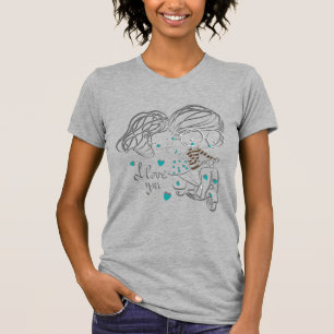 Camiseta Arte digital "Te Amo" dibujado a mano y adorable