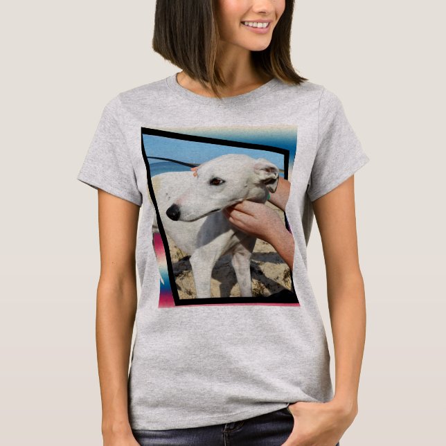 Camiseta Arte Dimensional de perro blanco, (Anverso)