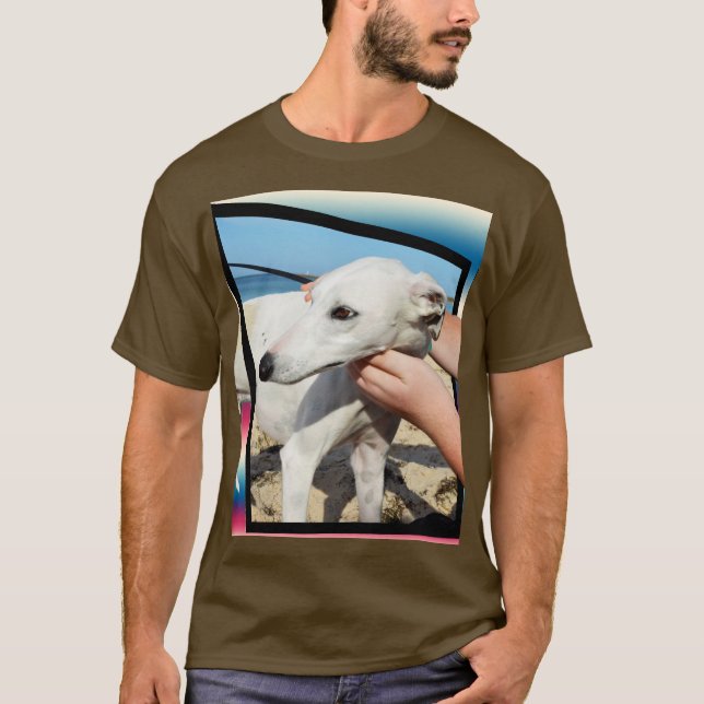 Camiseta Arte Dimensional de perro blanco, (Anverso)