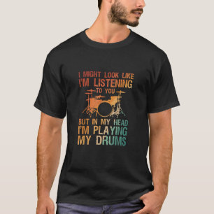 Camiseta Arte Divertido de Baterista para Hombres Mujeres M