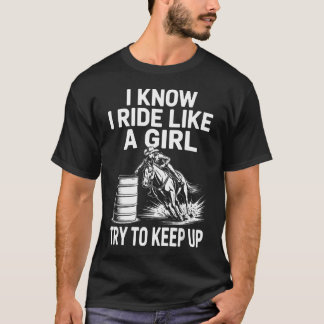 Camiseta Arte divertido de carreras de barriles para mujere