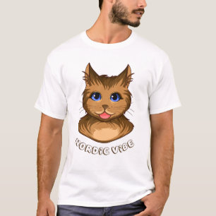 Camiseta Arte divertido de gatito esponjoso con vibra nórdi