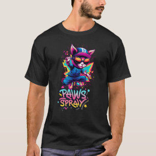 Camiseta Arte divertido de gato en spray Arte urbano con es