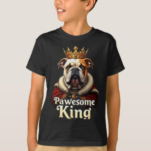 Camiseta Arte divertido de perro rey bulldog inglés pawesom