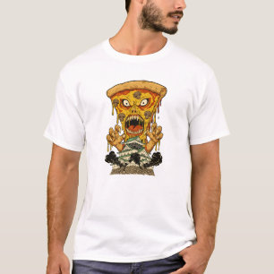 Camiseta Arte divertido de pizza monstruo espeluznante Japó