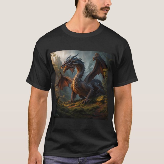 Camiseta Arte Dragon de Madera Forestal (Anverso)