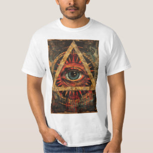 Camiseta arte elegante con abrasiones con el ojo omnipresen