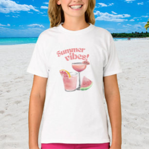 Camiseta Arte en Acuarela de Cóctel Rosa Vibraciones de Ver
