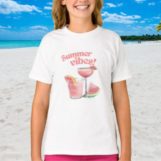 Camiseta Arte en Acuarela de Cóctel Rosa Vibraciones de Ver
