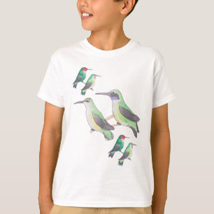 Camiseta Arte en acuarela de especies de colibríes