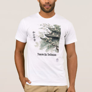 Camiseta Arte en acuarela de floración de templo japonés 