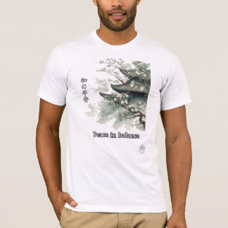 Camiseta Arte en acuarela de floración de templo japonés 